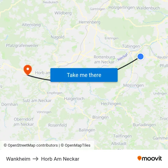 Wankheim to Horb Am Neckar map