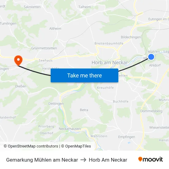 Gemarkung Mühlen am Neckar to Horb Am Neckar map