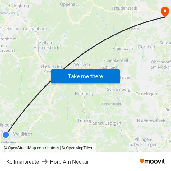 Kollmarsreute to Horb Am Neckar map