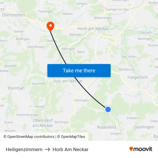 Heiligenzimmern to Horb Am Neckar map