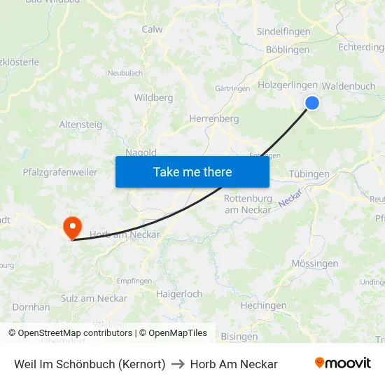 Weil Im Schönbuch (Kernort) to Horb Am Neckar map