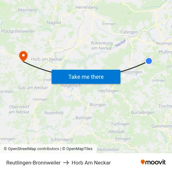Reutlingen-Bronnweiler to Horb Am Neckar map