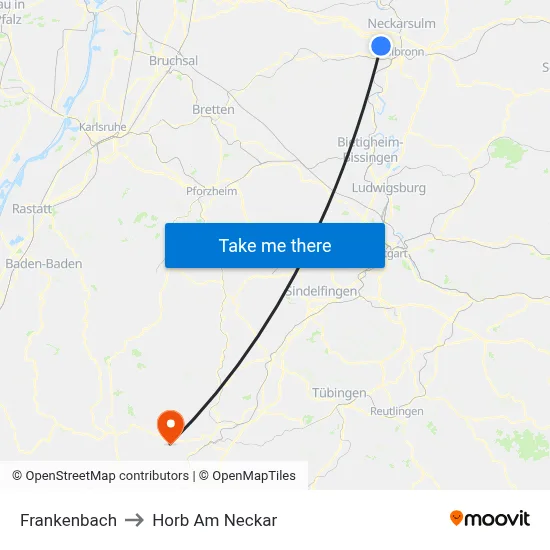 Frankenbach to Horb Am Neckar map