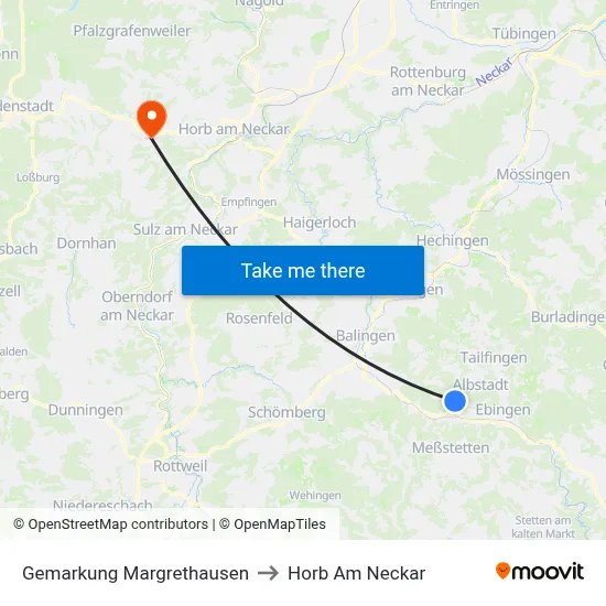 Gemarkung Margrethausen to Horb Am Neckar map