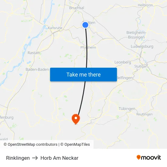 Rinklingen to Horb Am Neckar map