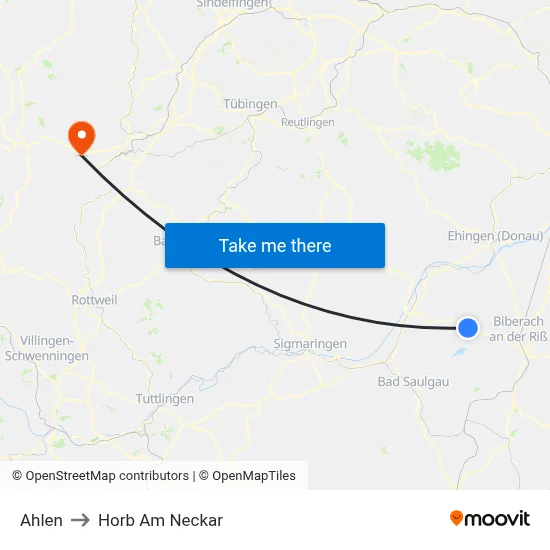 Ahlen to Horb Am Neckar map