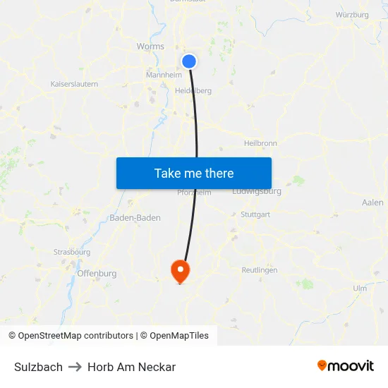 Sulzbach to Horb Am Neckar map