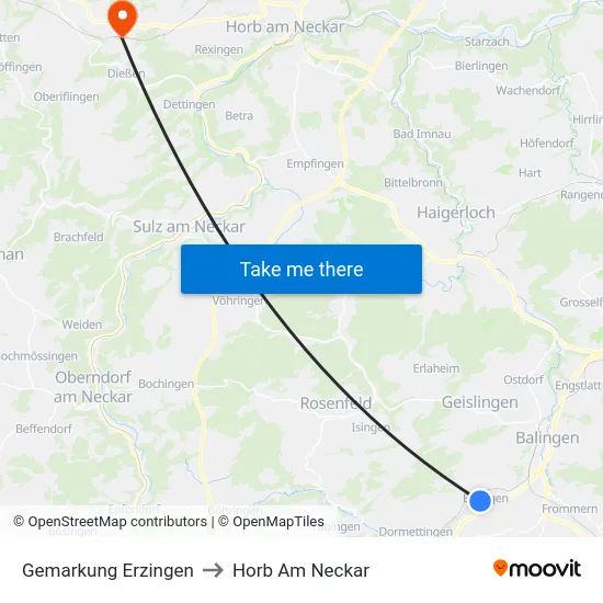 Gemarkung Erzingen to Horb Am Neckar map