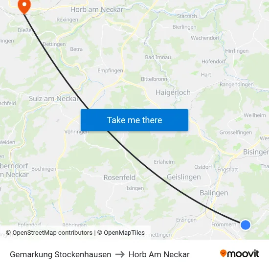 Gemarkung Stockenhausen to Horb Am Neckar map
