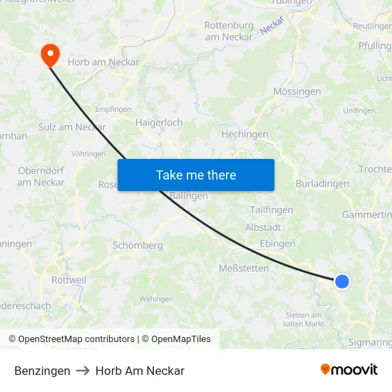 Benzingen to Horb Am Neckar map