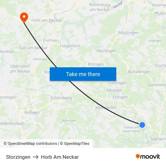 Storzingen to Horb Am Neckar map