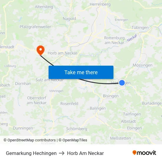 Gemarkung Hechingen to Horb Am Neckar map