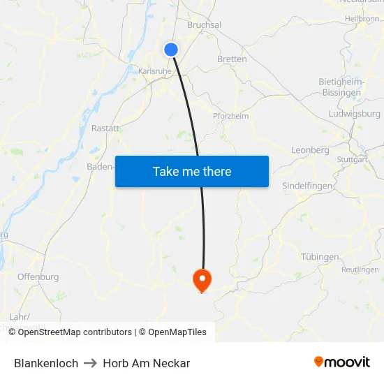 Blankenloch to Horb Am Neckar map