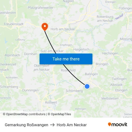Gemarkung Roßwangen to Horb Am Neckar map