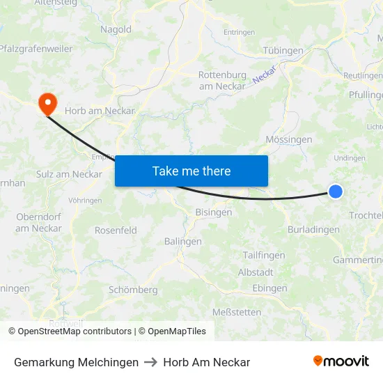 Gemarkung Melchingen to Horb Am Neckar map