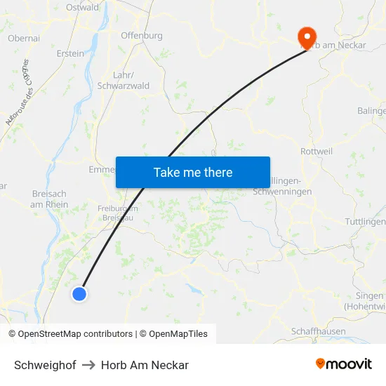 Schweighof to Horb Am Neckar map