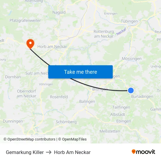 Gemarkung Killer to Horb Am Neckar map