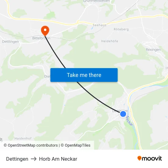 Dettingen to Horb Am Neckar map