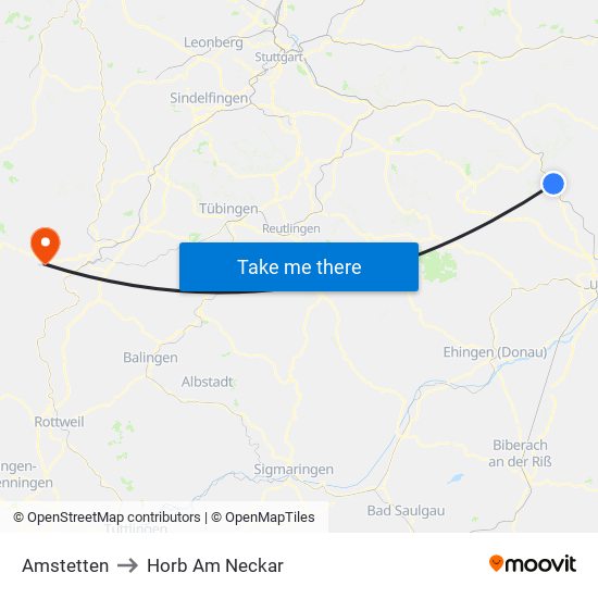 Amstetten to Horb Am Neckar map