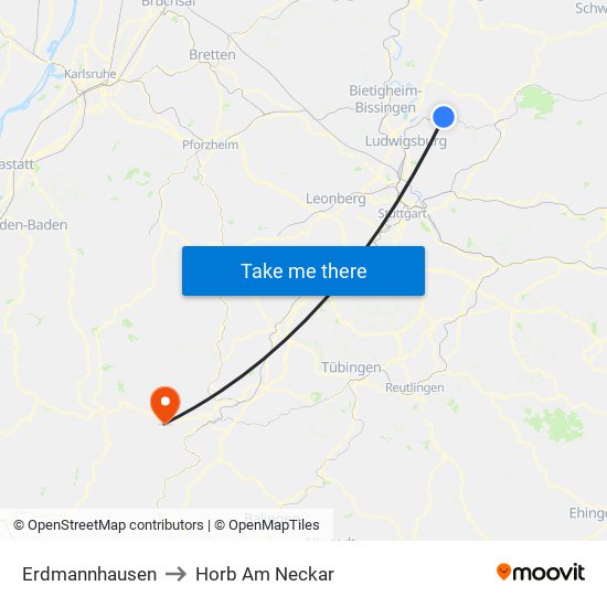 Erdmannhausen to Horb Am Neckar map