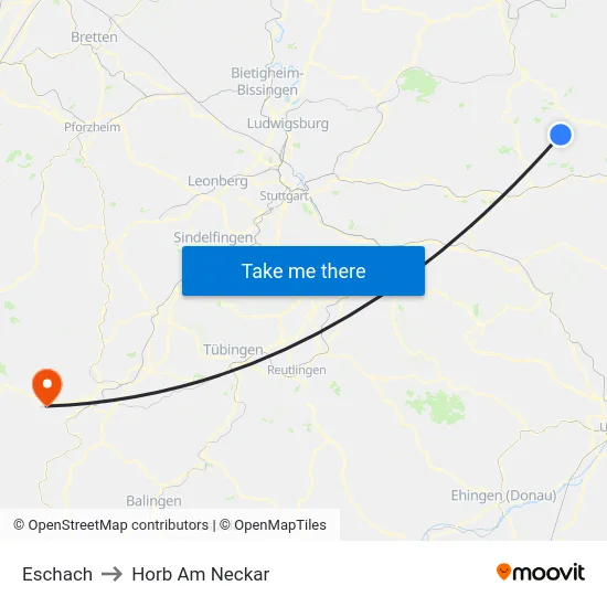Eschach to Horb Am Neckar map