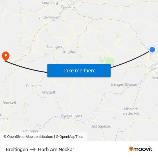 Breitingen to Horb Am Neckar map