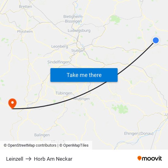 Leinzell to Horb Am Neckar map