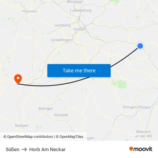 Süßen to Horb Am Neckar map