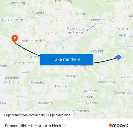 Sonnenbühl to Horb Am Neckar map