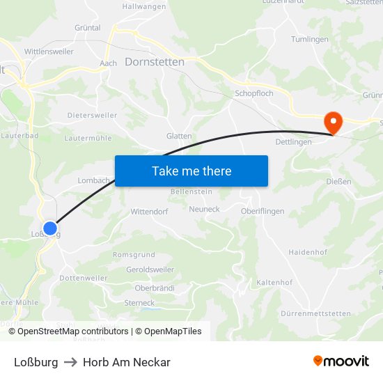 Loßburg to Horb Am Neckar map