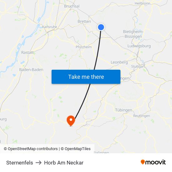 Sternenfels to Horb Am Neckar map