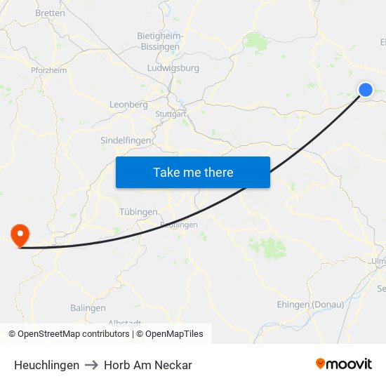 Heuchlingen to Horb Am Neckar map