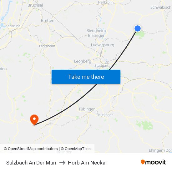 Sulzbach An Der Murr to Horb Am Neckar map