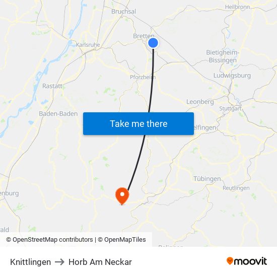 Knittlingen to Horb Am Neckar map