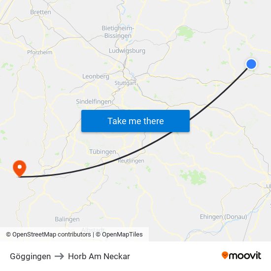 Göggingen to Horb Am Neckar map