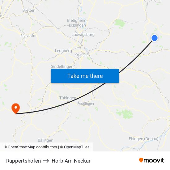 Ruppertshofen to Horb Am Neckar map