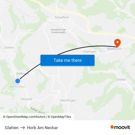 Glatten to Horb Am Neckar map