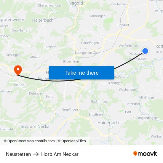 Neustetten to Horb Am Neckar map