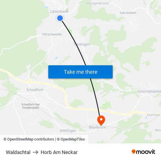 Waldachtal to Horb Am Neckar map