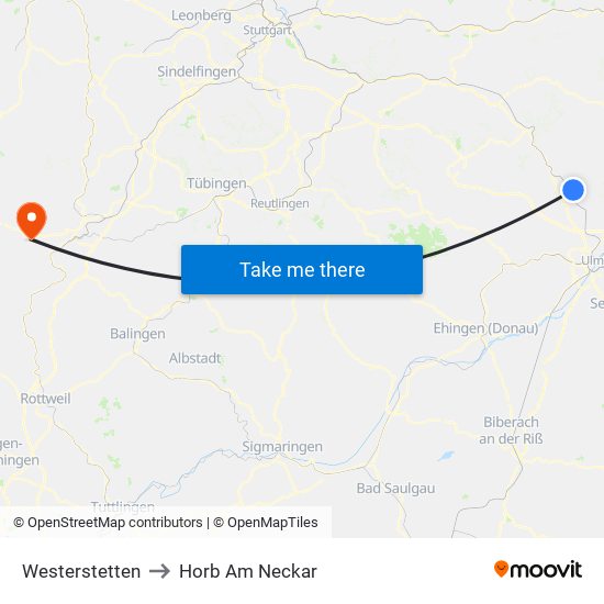 Westerstetten to Horb Am Neckar map