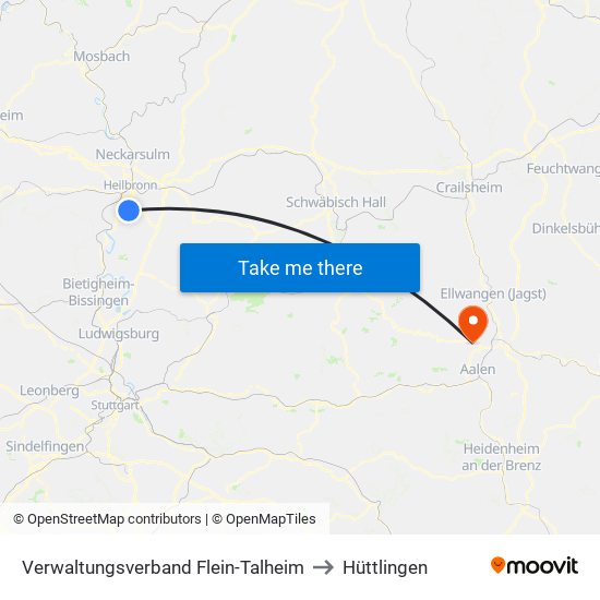 Verwaltungsverband Flein-Talheim to Hüttlingen map