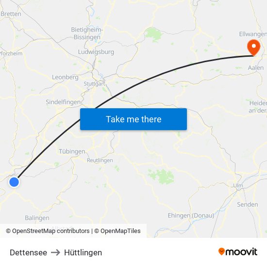 Dettensee to Hüttlingen map