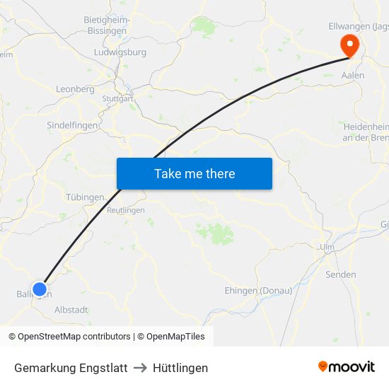 Gemarkung Engstlatt to Hüttlingen map