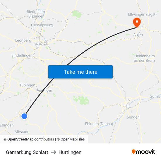 Gemarkung Schlatt to Hüttlingen map