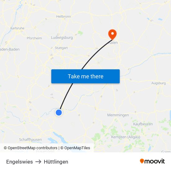 Engelswies to Hüttlingen map