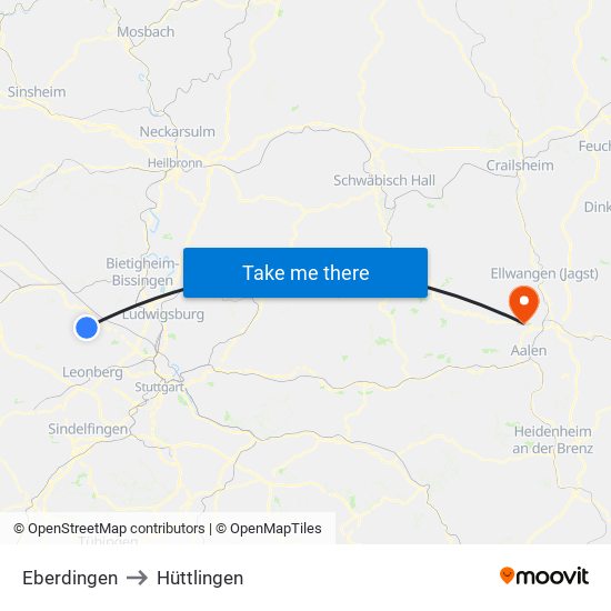 Eberdingen to Hüttlingen map
