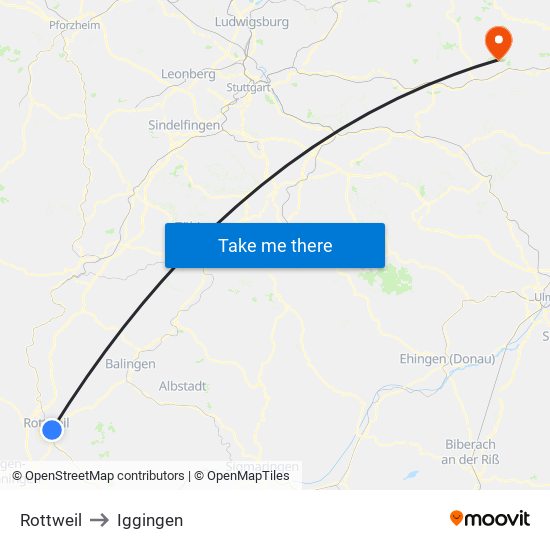 Rottweil to Iggingen map