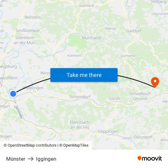 Münster to Iggingen map