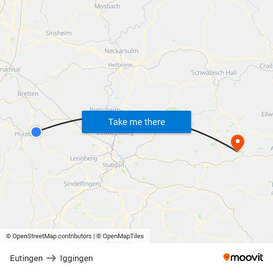 Eutingen to Iggingen map