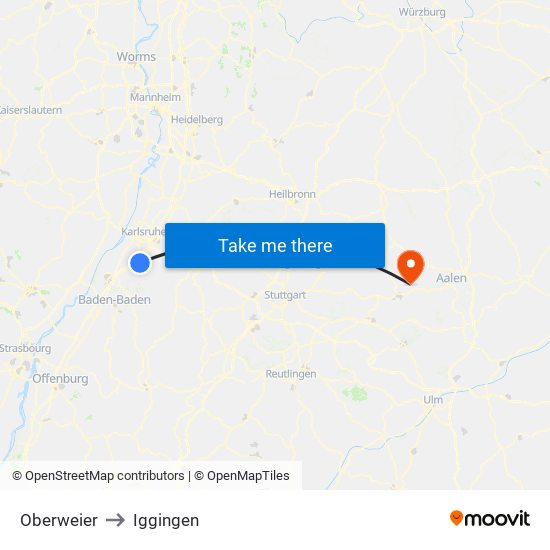Oberweier to Iggingen map